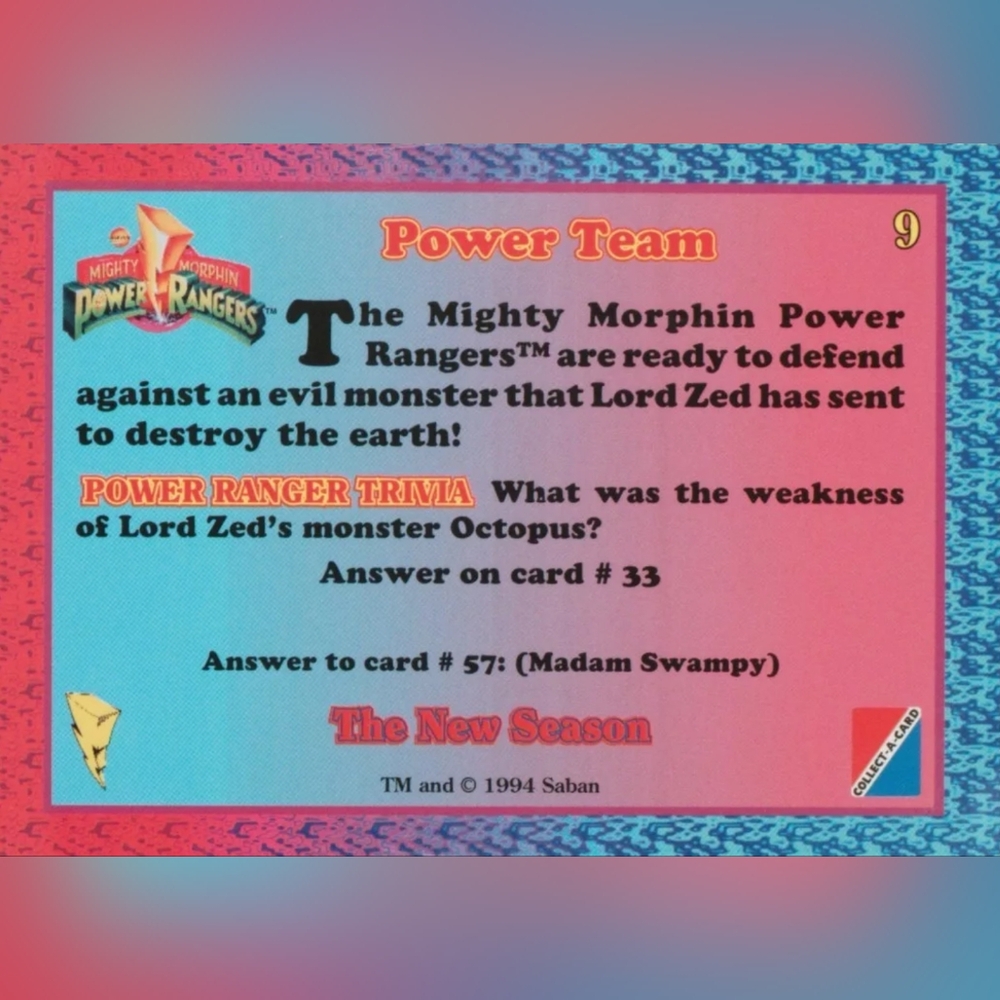 1994 Power Rangers🦸🏻 Mighty Morphin Power Rangers Trading Card 🔥 MMPR - Picture 2 of 2